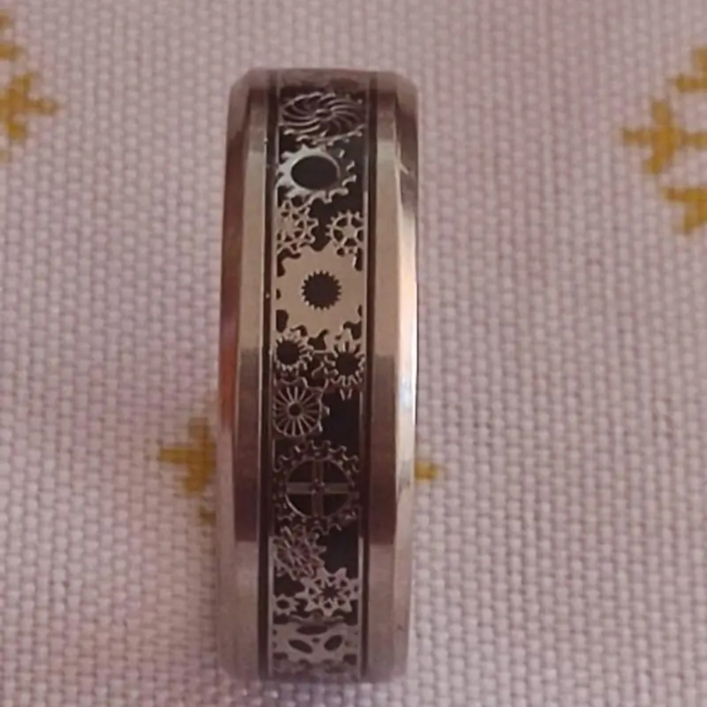 New Stainless steel 8mm Steam punk gears ring choose color ask me 4 your siz…